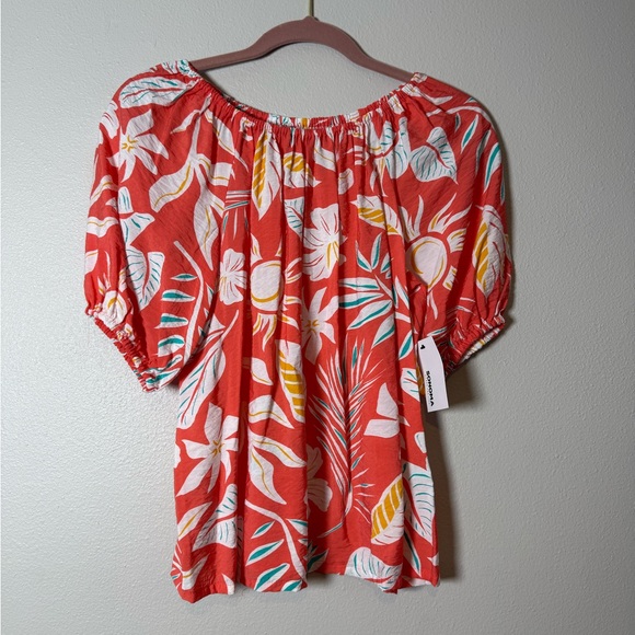 Sonoma Tops - Sonoma Coral Tropical Floral Off-Shoulder Blouse